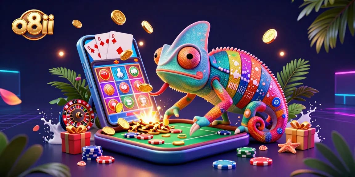 Experience excitement at o8ii with a vibrant casino scene featuring dynamic games, colorful elements, and rich interactions.