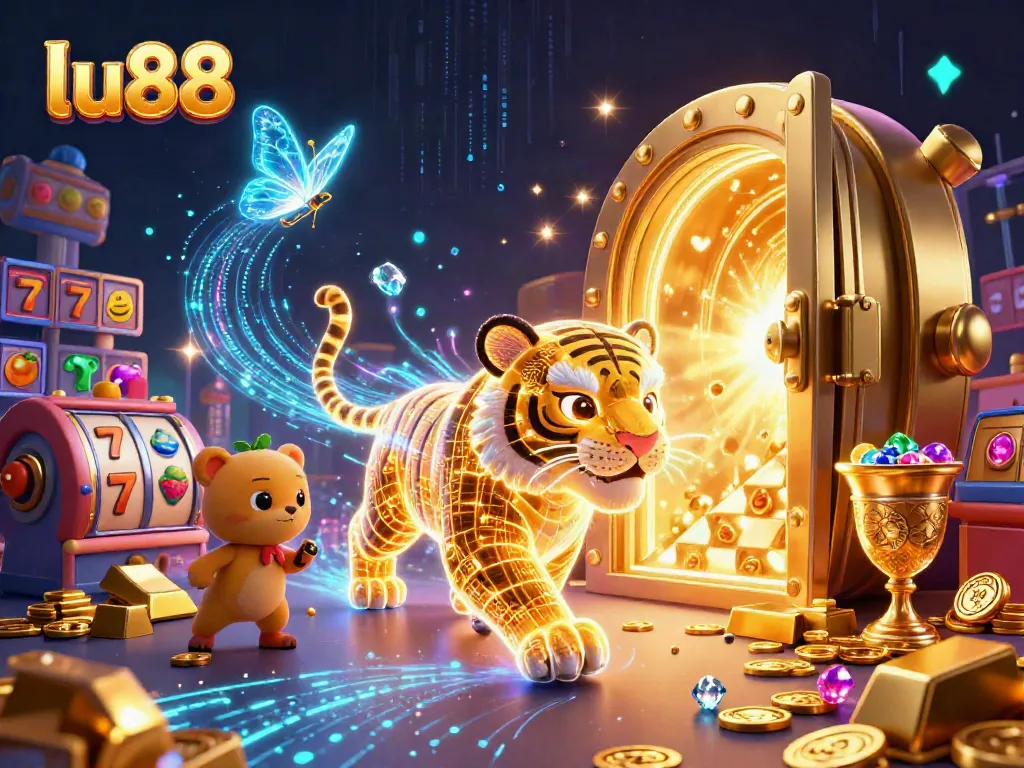 Immerse in exhilarating gaming action at lu88 with a vibrant 3D casino scene.