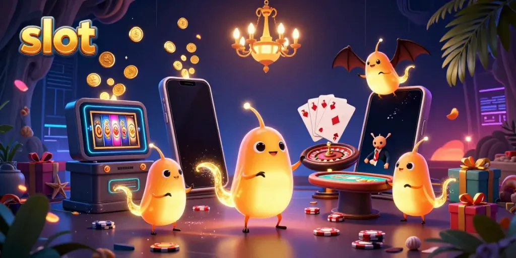 Join the action in a vibrant slot scene featuring glowworms in a cave casino lighting up the atmosphere.