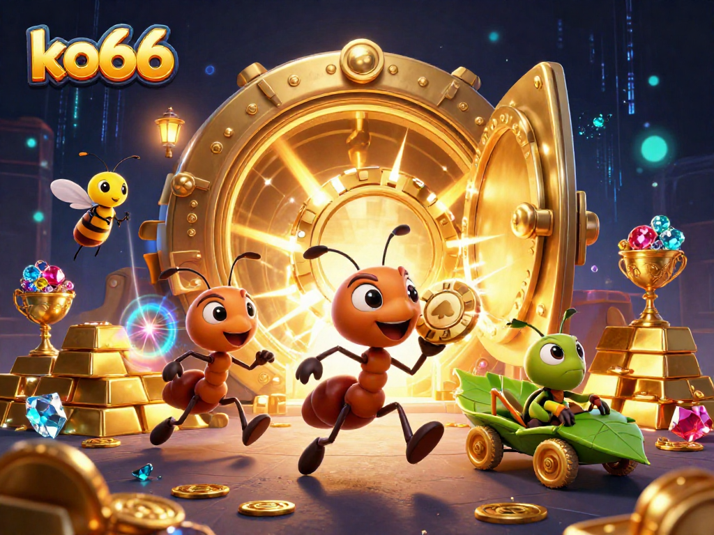 Experience thrilling betting action with ko66's vibrant heist scene packed with casino treasures.