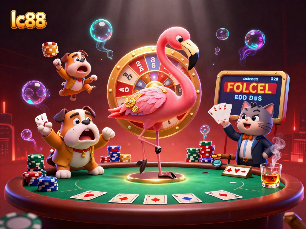 Spin to win with lc88 in a vibrant casino scene filled with poker and excitement!