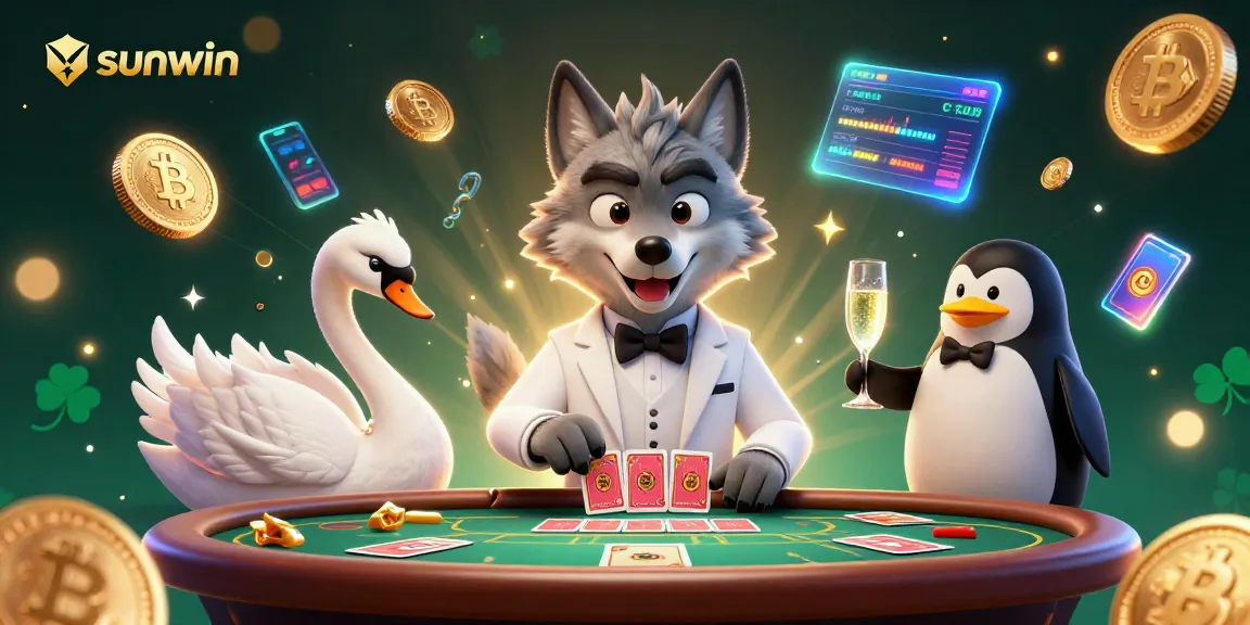 Experience exciting gameplay at Sunwin's lavish baccarat table with dynamic characters.
