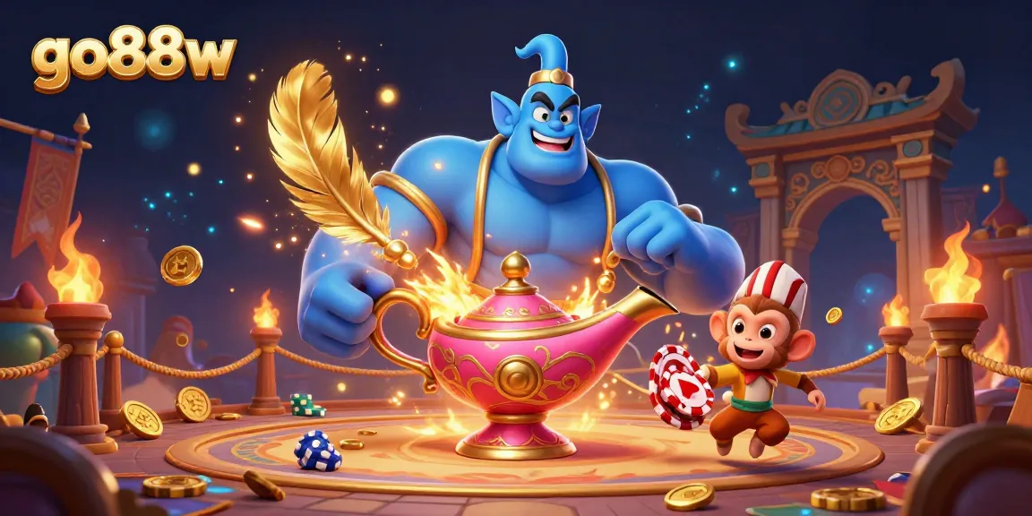 Experience the magic of go88w with vibrant casino elements, golden coins, and dynamic gaming action!