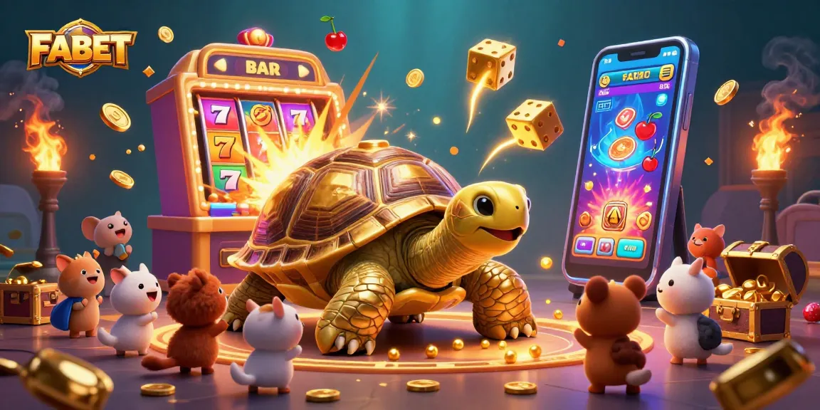 Spin to win with FABET's vibrant 3D casino illustration packed with excitement and winning symbols.