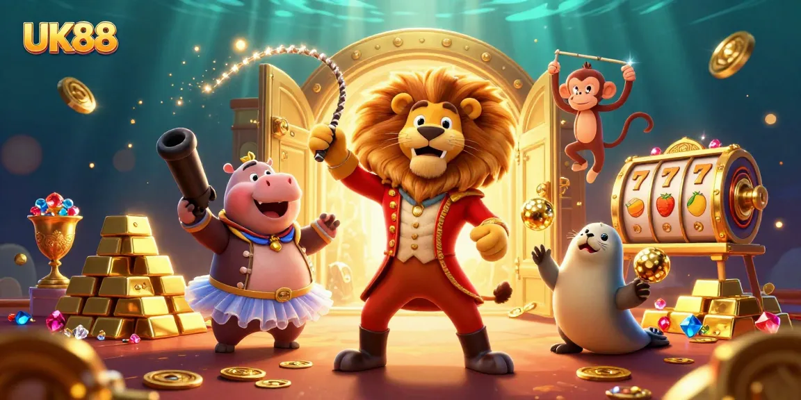 Experience the excitement of UK88 with a vibrant circus-themed casino in 3D.